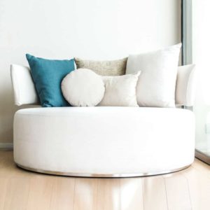 Modern white round sofa