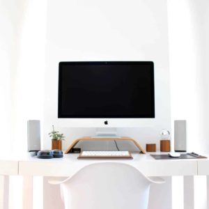 Computer table with white chair